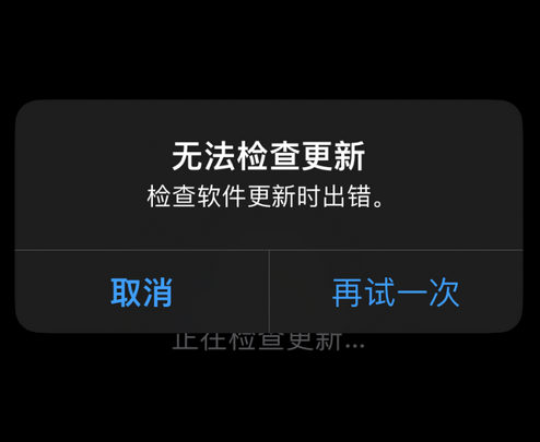 嘉鱼苹果售后维修分享iPhone提示无法检查更新怎么办